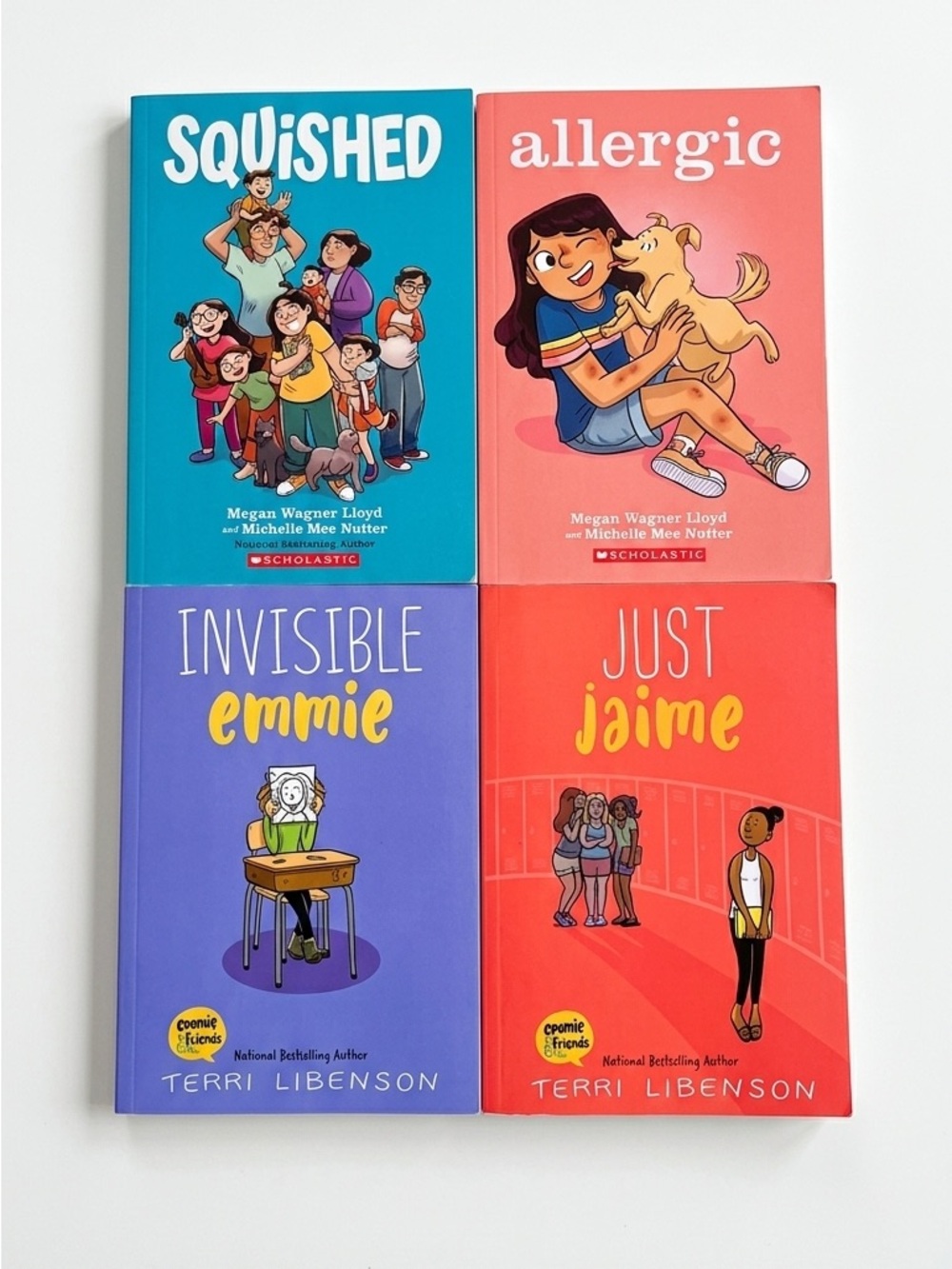 Kids Graphic Novels Squished Allergic Invisible Emmie Just Jaime 4 Book Set